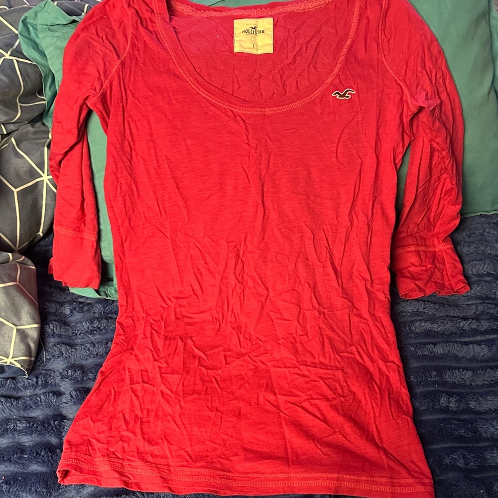 Hollister Women's Scarlet Long Sleeve Tee